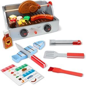 Melissa & Doug Rotisserie and Grill Wooden Barbecue Play Food Set NWT